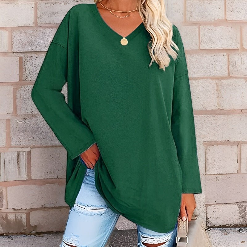 Estelle - Fashionable Long Sleeve V Neck Oversized Pullover