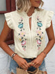 Delilah - Vintage Blouse with Embroidered Ruffle Sleeves and Floral Detail