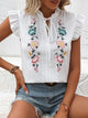 Delilah - Vintage Blouse with Embroidered Ruffle Sleeves and Floral Detail