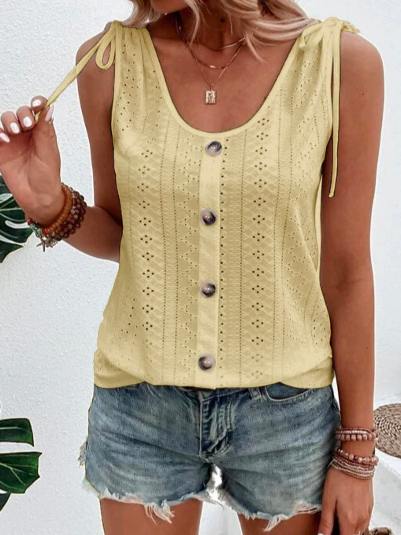 Sabina - Casual Women's Tank Top with Button Details and Adjustable Straps
