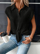 Piper - Elegant Women's Front Textured Linen Blouse with Collared Neckline