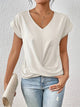Nellie - Lightweight Women's Short Sleeve Top with V-neck and Twist Detail