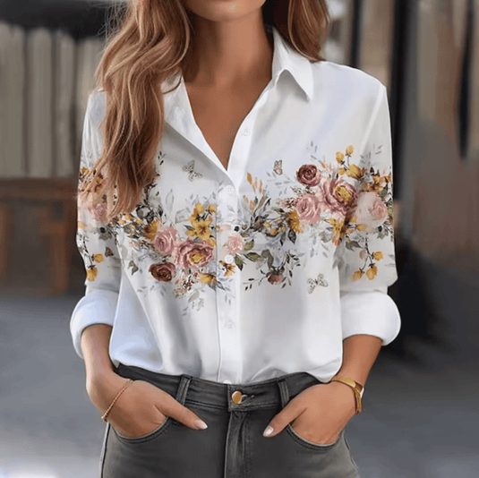 Bonnie – Leichte Bluse mit Blumenmuster und langen Ärmeln