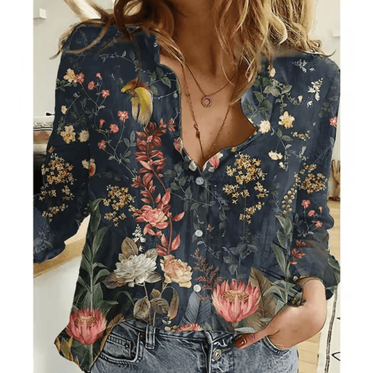 Bonnie – Leichte Bluse mit Blumenmuster und langen Ärmeln