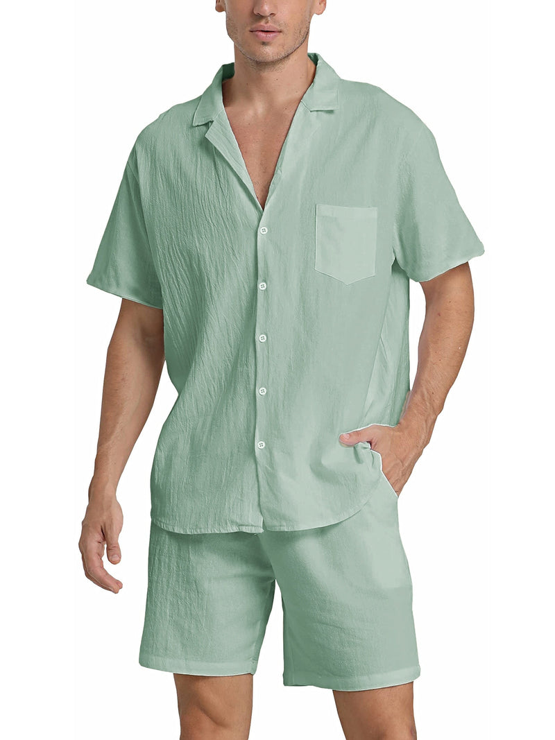 Barry - Luxurious Men's Linen Shirt and Beach Shorts Set