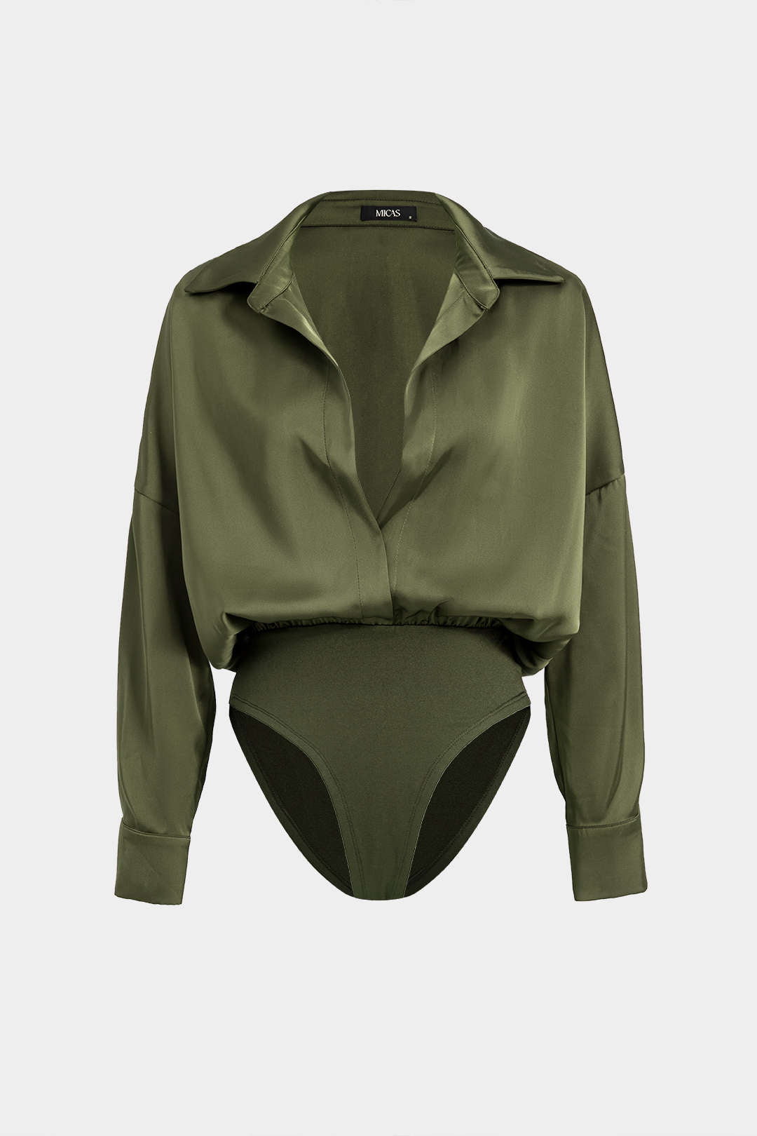 Orinthia - Stylish Patchwork Satin Bodysuit with Elegant Design