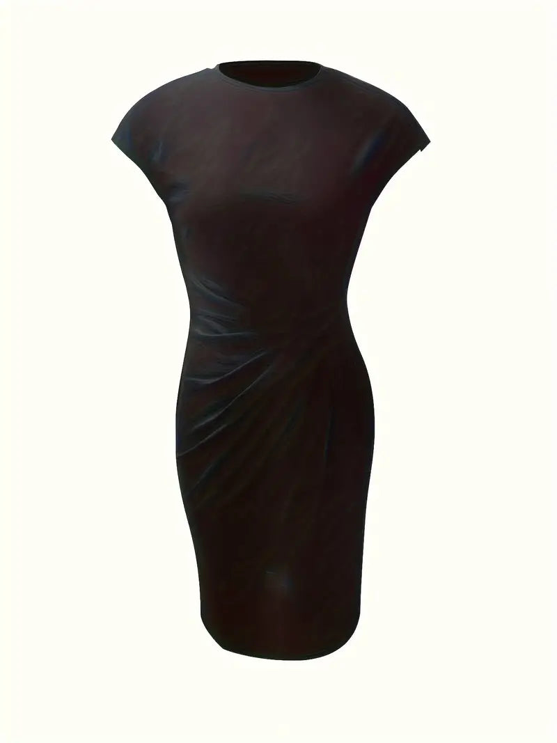Livia - Elegant Women's Sheath Dress with Ruched Waist and Short Sleeves