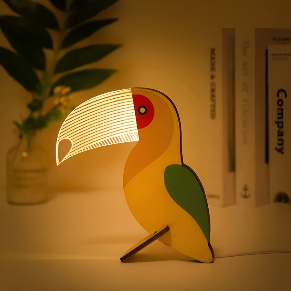 Benchora - Wooden Animal Table Lamp For Kids Room LED Light