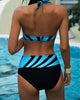 Junessa - Trendy Striped Bikini Set with Supportive Triangle Top