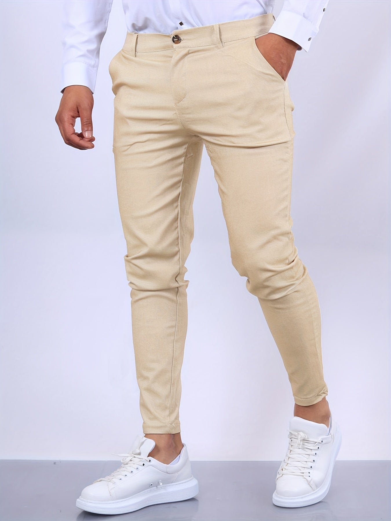 Hugh - Slim Fit Business Trousers For Men In Stretch