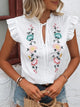 Delilah - Vintage Blouse with Embroidered Ruffle Sleeves and Floral Detail
