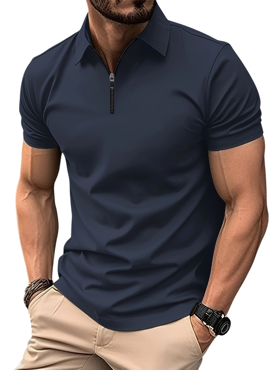 Ansel - Stylish Men's Casual Zipper Shirt with Classic Lapel Collar