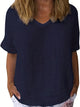 Rahima - Elegant Women's White V-Neck Linen Blouse with Semi-Sheer Quality