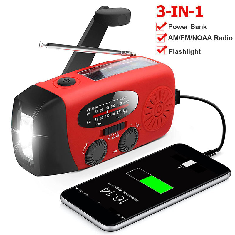 Evania - Self Powered Emergency Radio Hand Crank Solar Power Bank