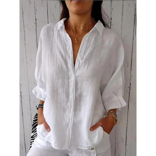 Hettie - Casual Cotton Linen Shirt Lightweight Relaxed