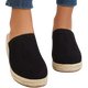 Joan - Chic Suede Espadrille Wedge Mules with Woven Jute Detail