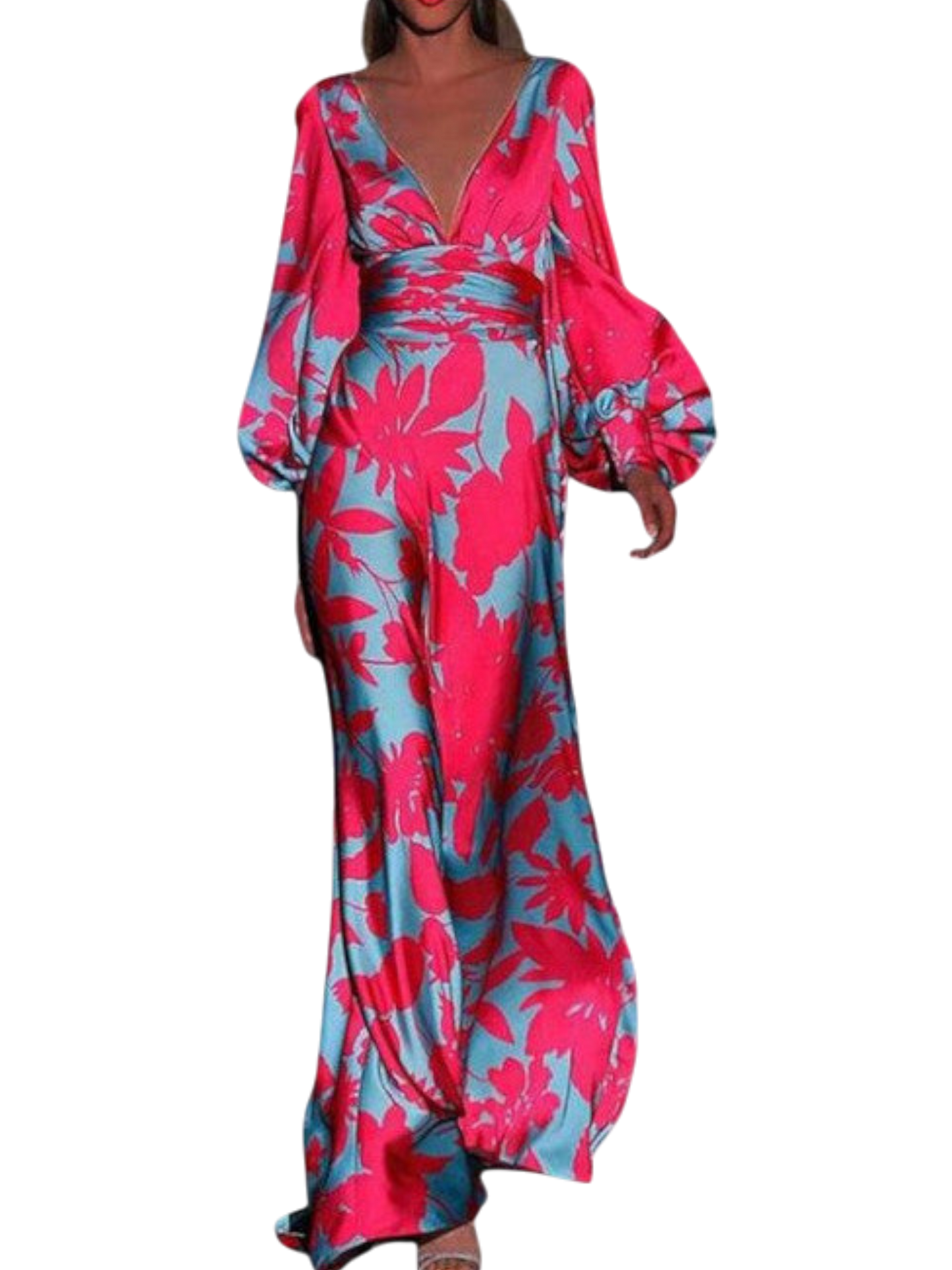 Mitzi - Stylish V-neck Dress with Boho Puff Sleeves