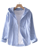 Lilac - Stylish Linen Hoodie Blouse for Effortless Summer Fashion