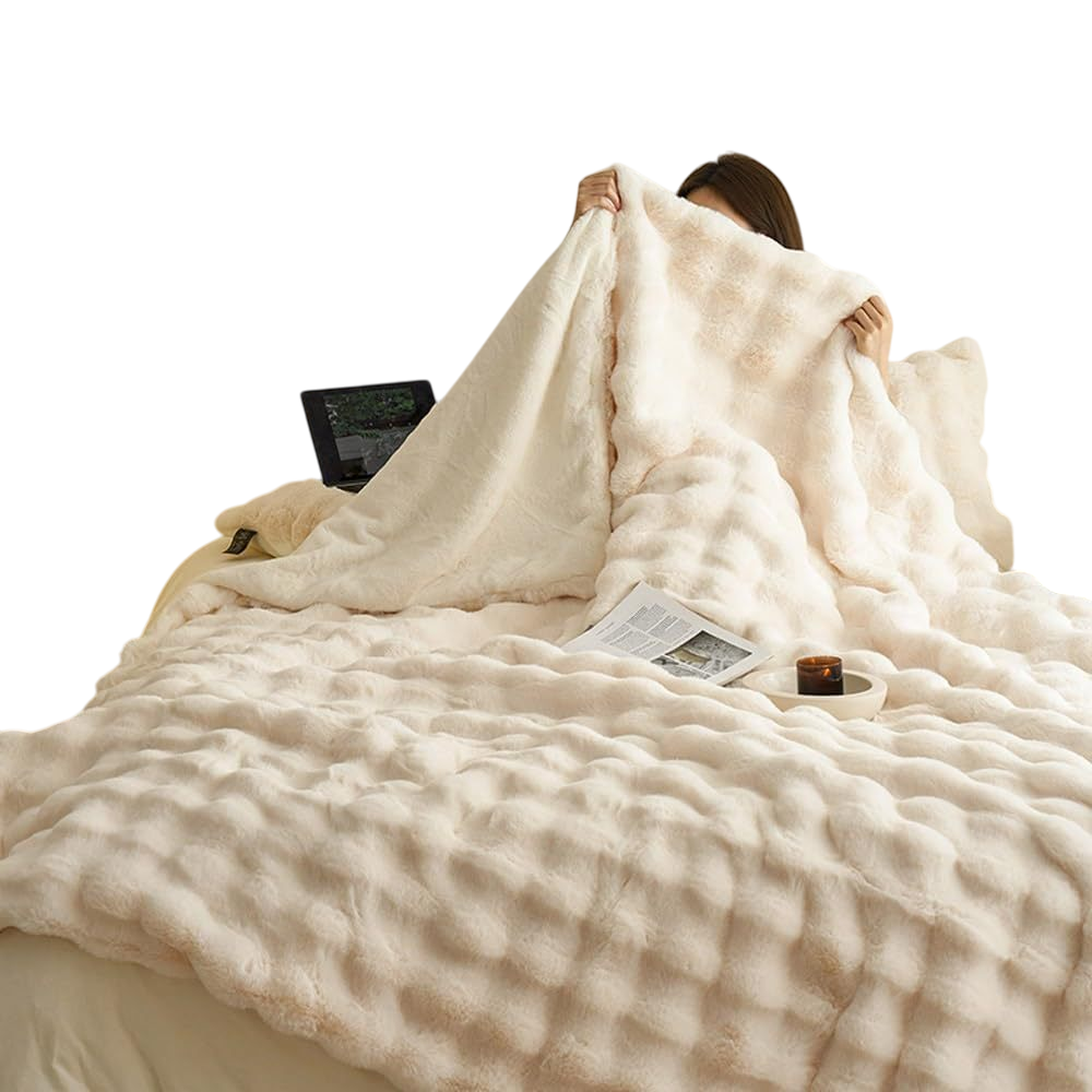 Decovista - Double Sided Faux Rabbit Fleece Blanket For Bedroom Couch