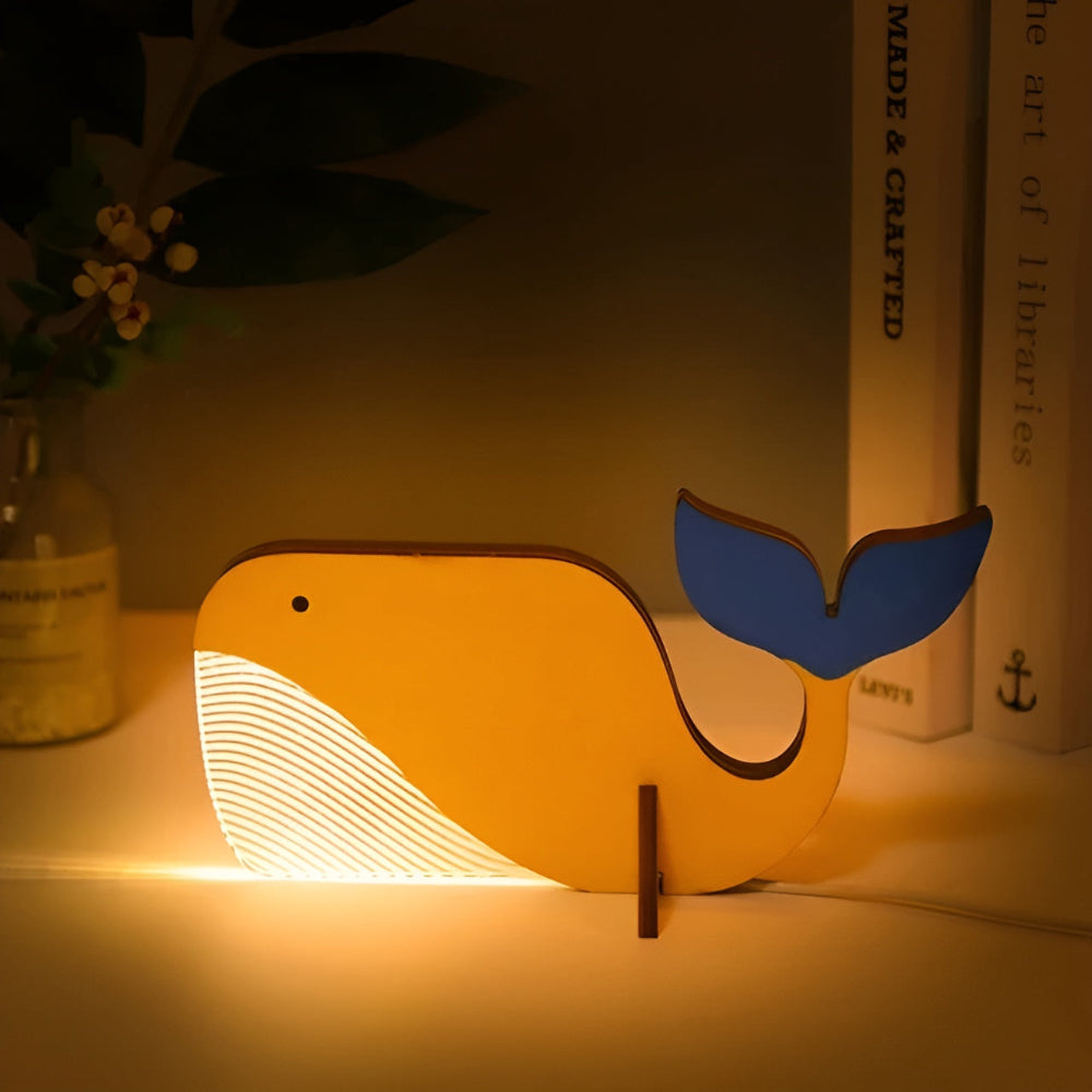 Benchora - Wooden Animal Table Lamp For Kids Room LED Light