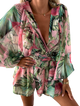 Alayna - Stylish Women's Beach Play Dress with Deep V-neck and Lantern Sleeves