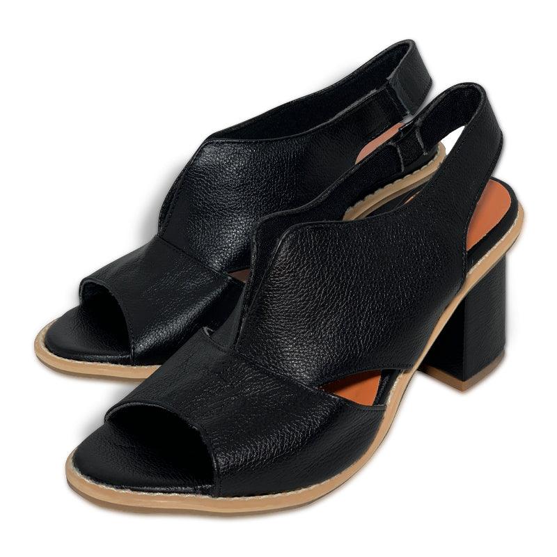 Rae - Stylish Women's Leather Sandals with Comfortable Block Heels