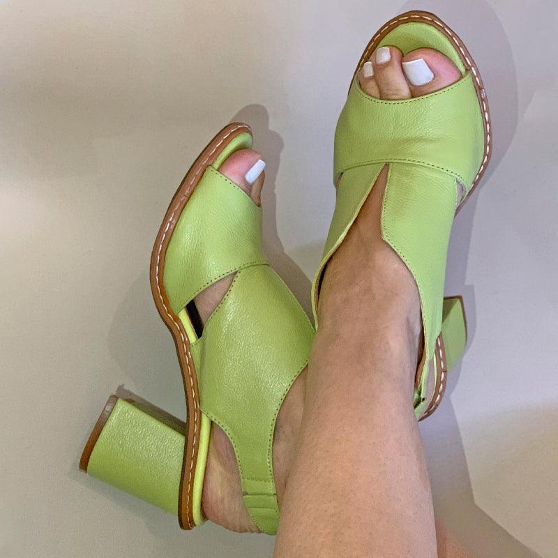 Rae - Stylish Women's Leather Sandals with Comfortable Block Heels