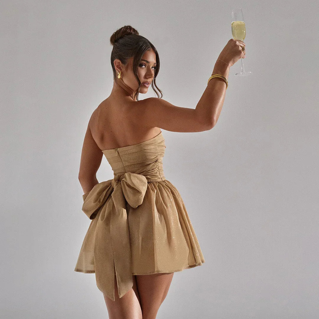 Mildred - Glittering Dress with Statement Bow for Special Celebrations