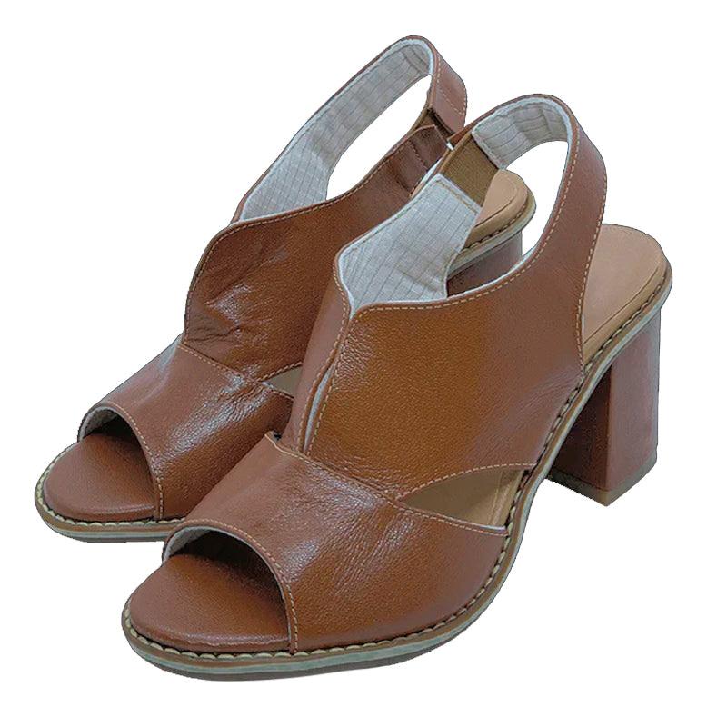 Rae - Stylish Women's Leather Sandals with Comfortable Block Heels