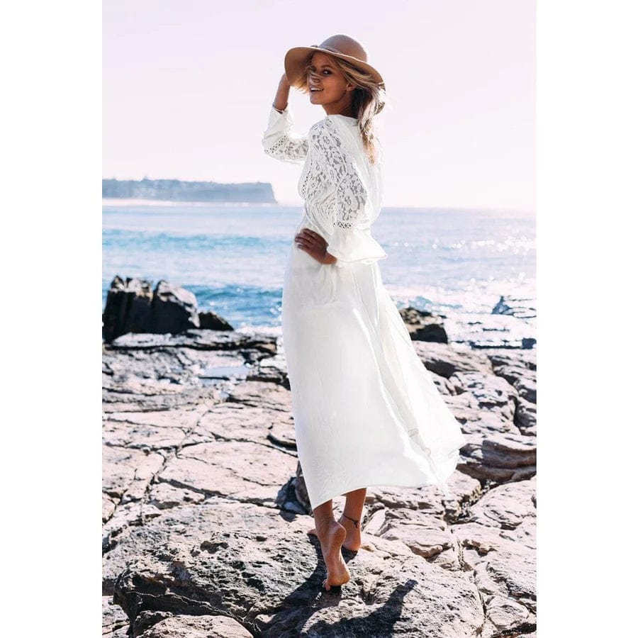 Kaia - Chic Women's Boho Long Dress with Deep V-neck