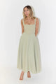Hattie-Rae - Stylish High-Waisted Square-Neck Midi Dress for Summer Elegance