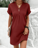 Agnes - Casual V-neck Mini Dress with Short Sleeves and Loose Fit