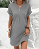 Agnes - Casual V-neck Mini Dress with Short Sleeves and Loose Fit