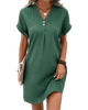 Agnes - Casual V-neck Mini Dress with Short Sleeves and Loose Fit