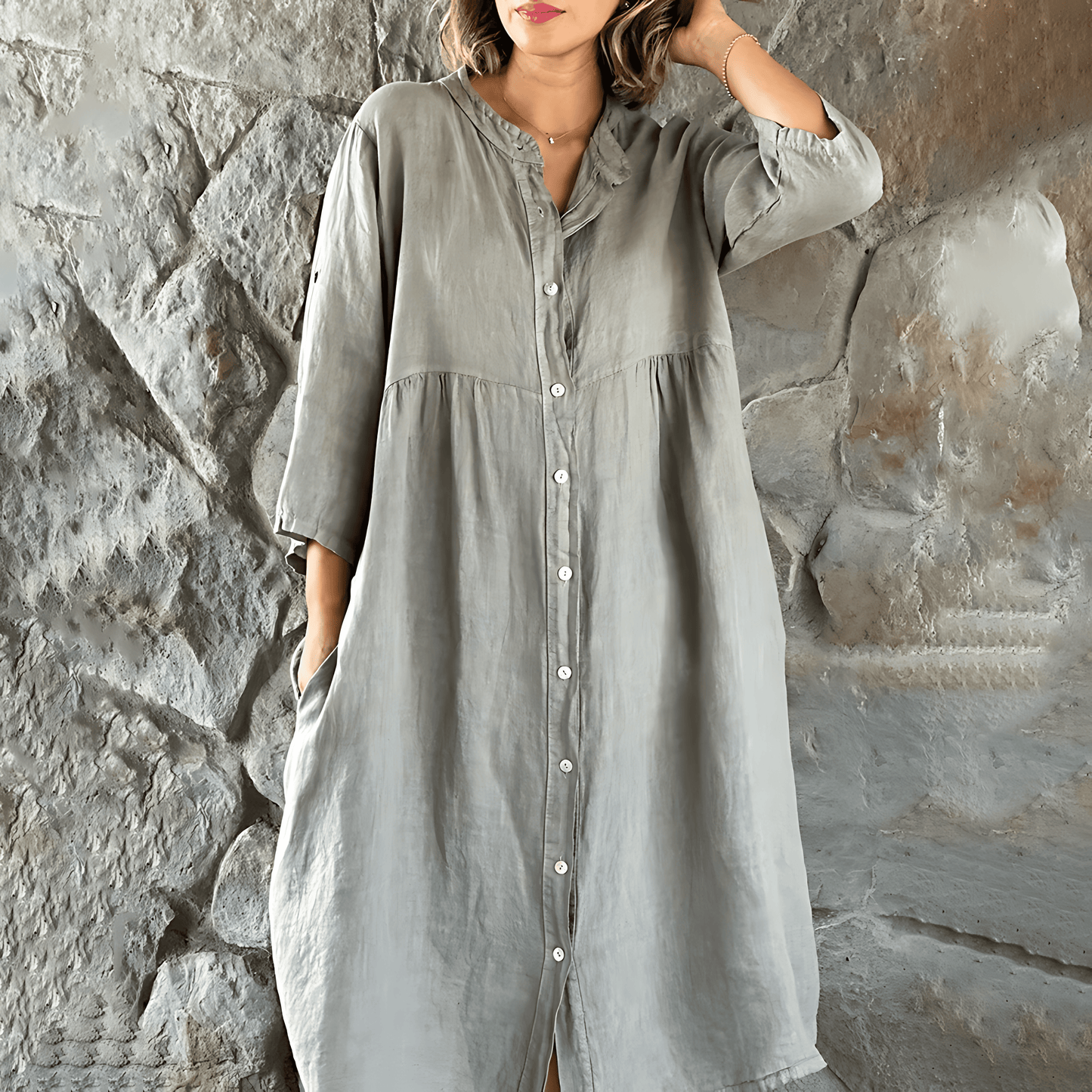Alice - Stylish Button-Front Summer Dress for Effortless Comfort
