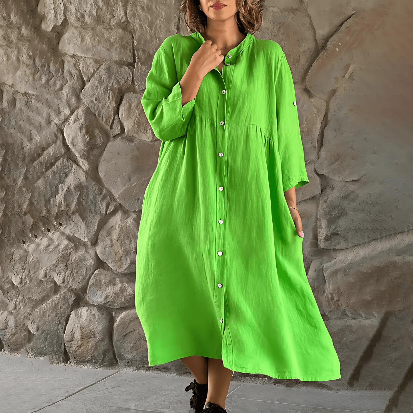 Alice - Stylish Button-Front Summer Dress for Effortless Comfort