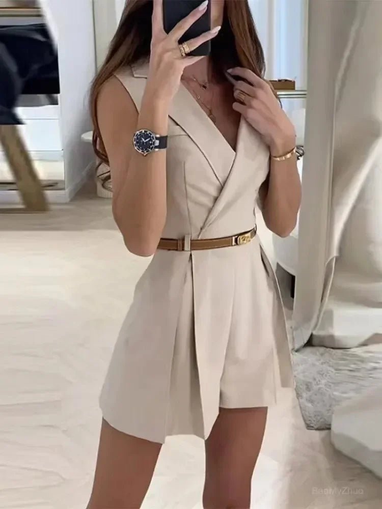 Birdie - Stylish Belted Jumpsuit Shorts for Effortless Summer Comfort