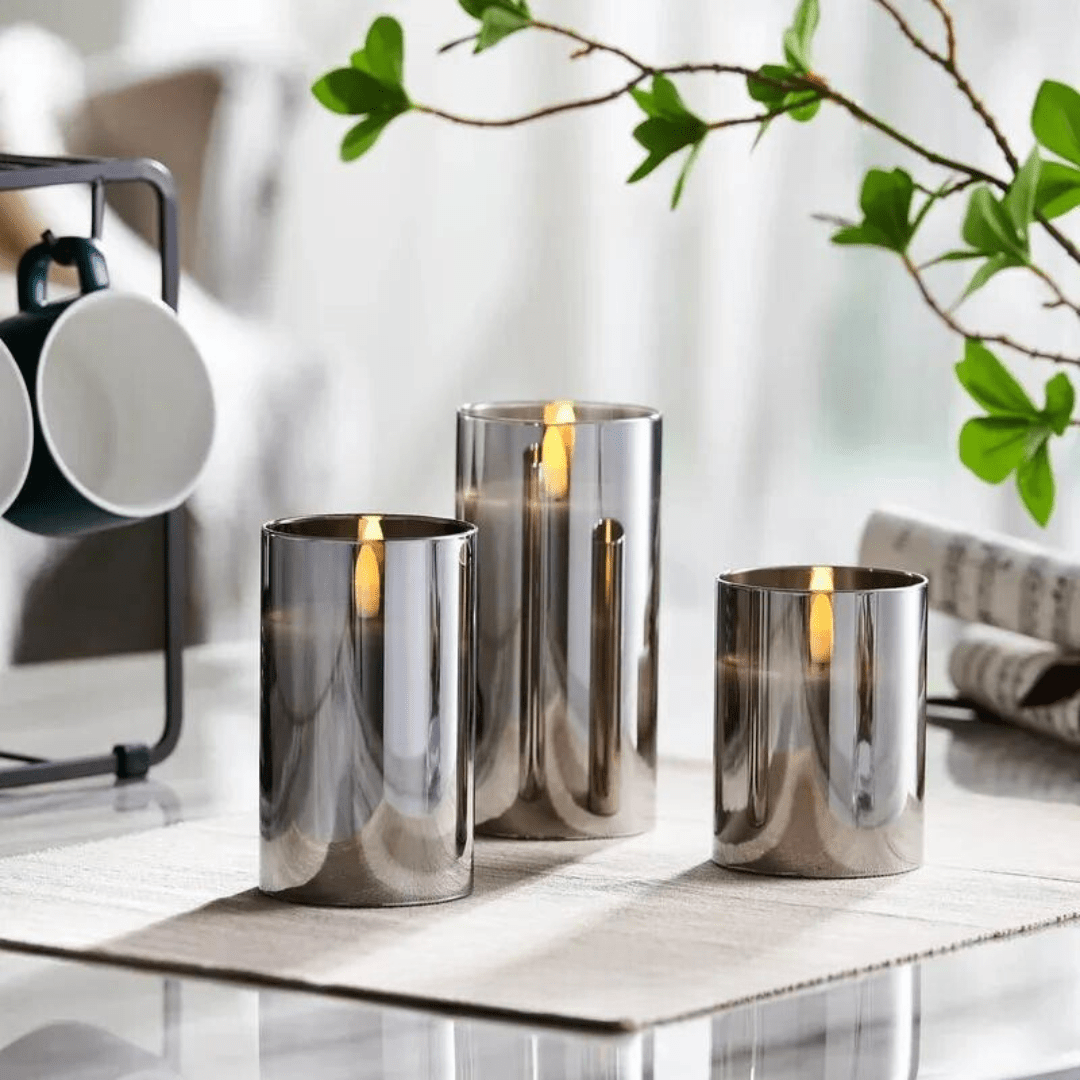 OpalGlow - Elegant Flameless LED Candle Set for a Cozy Atmosphere