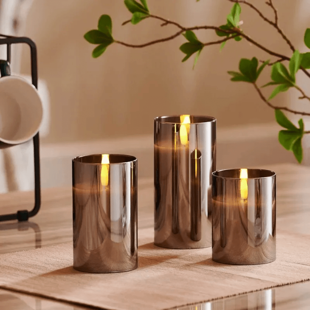 OpalGlow - Elegant Flameless LED Candle Set for a Cozy Atmosphere
