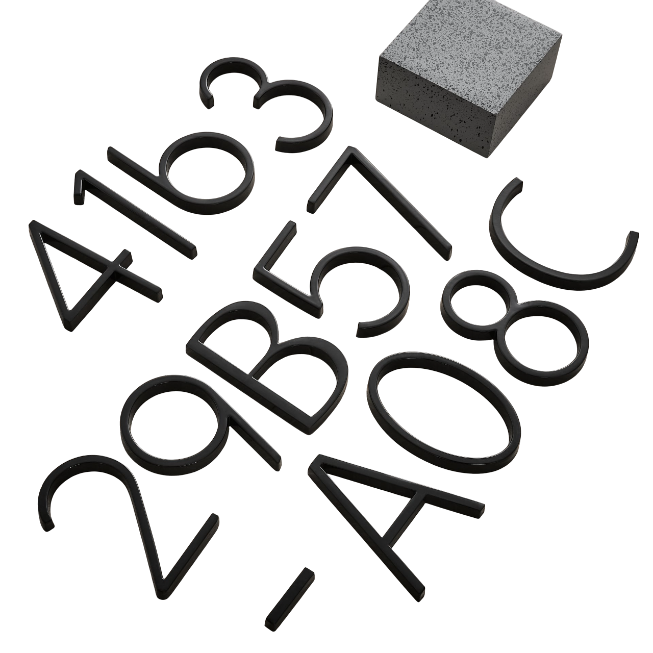 Bathvia - Modern Black Metal Floating House Numbers for Home Address