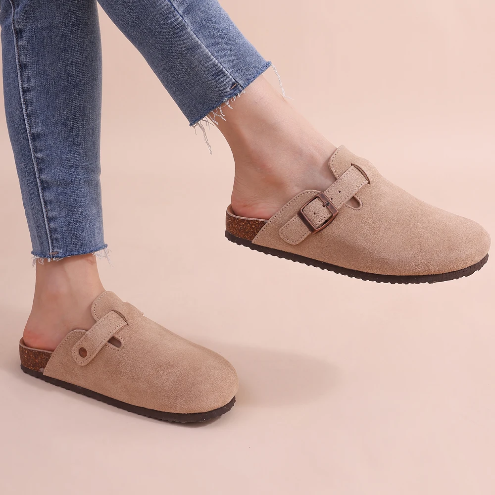 Queniva - Comfortable Suede and Cork Slippers for Indoor and Outdoor Use