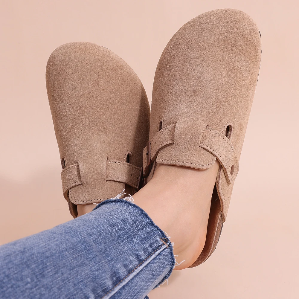 Queniva - Comfortable Suede and Cork Slippers for Indoor and Outdoor Use