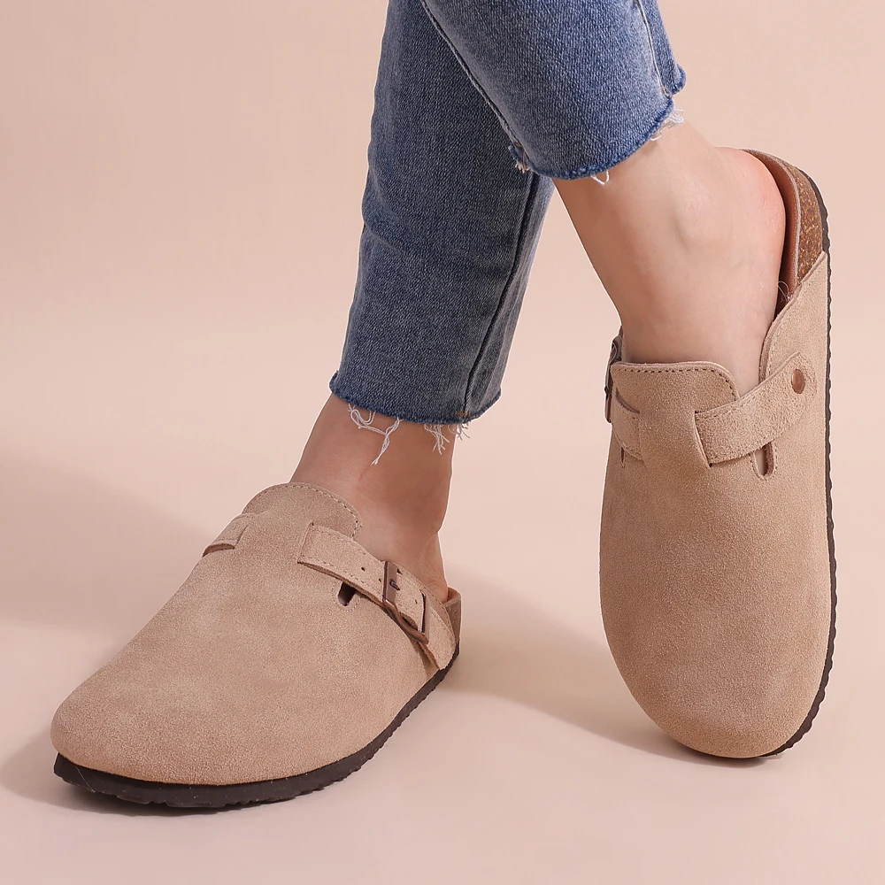 Queniva - Comfortable Suede and Cork Slippers for Indoor and Outdoor Use