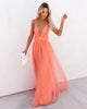 Charley - Orange Spaghetti Strap Maxi Dress For Women