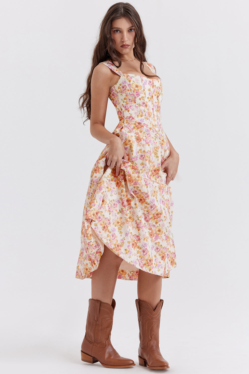 Brigid - Women's Floral Midi Summer Dress for Casual Outings