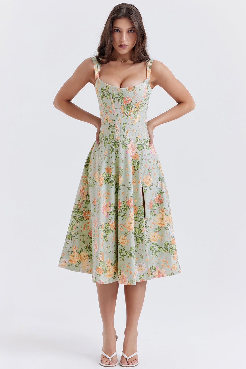 Brigid - Women's Floral Midi Summer Dress for Casual Outings