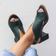 Rae - Stylish Women's Leather Sandals with Comfortable Block Heels
