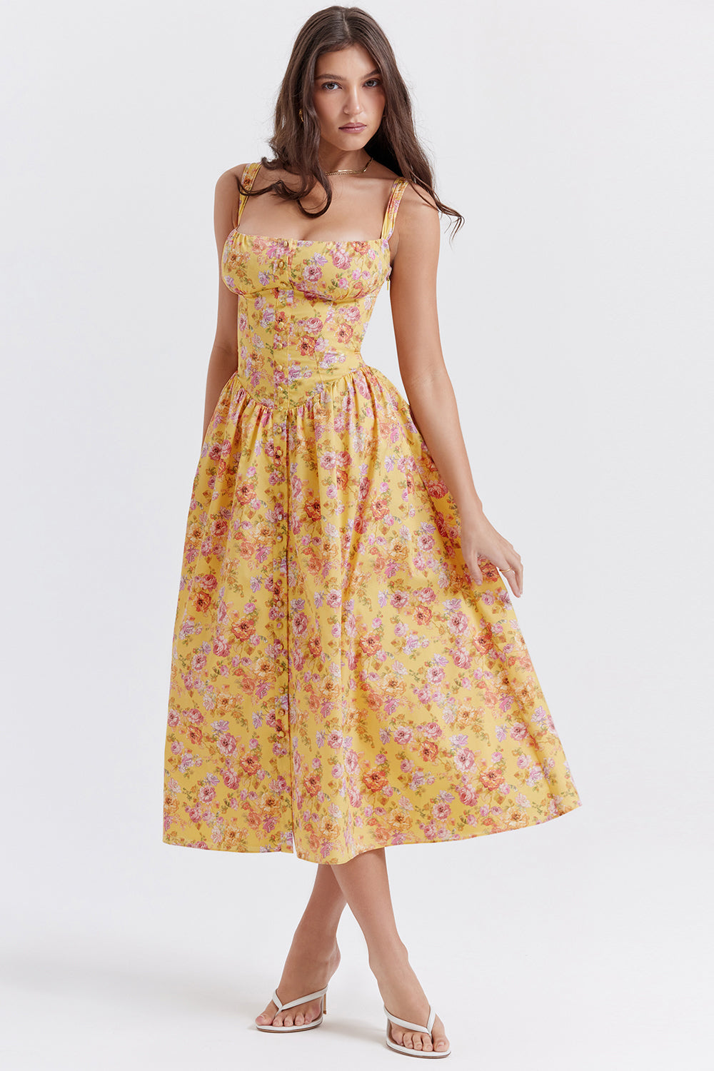Brigid - Women's Floral Midi Summer Dress for Casual Outings