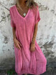 Gloria - Elegant Women's V-neck Midi Dress for Effortless Style