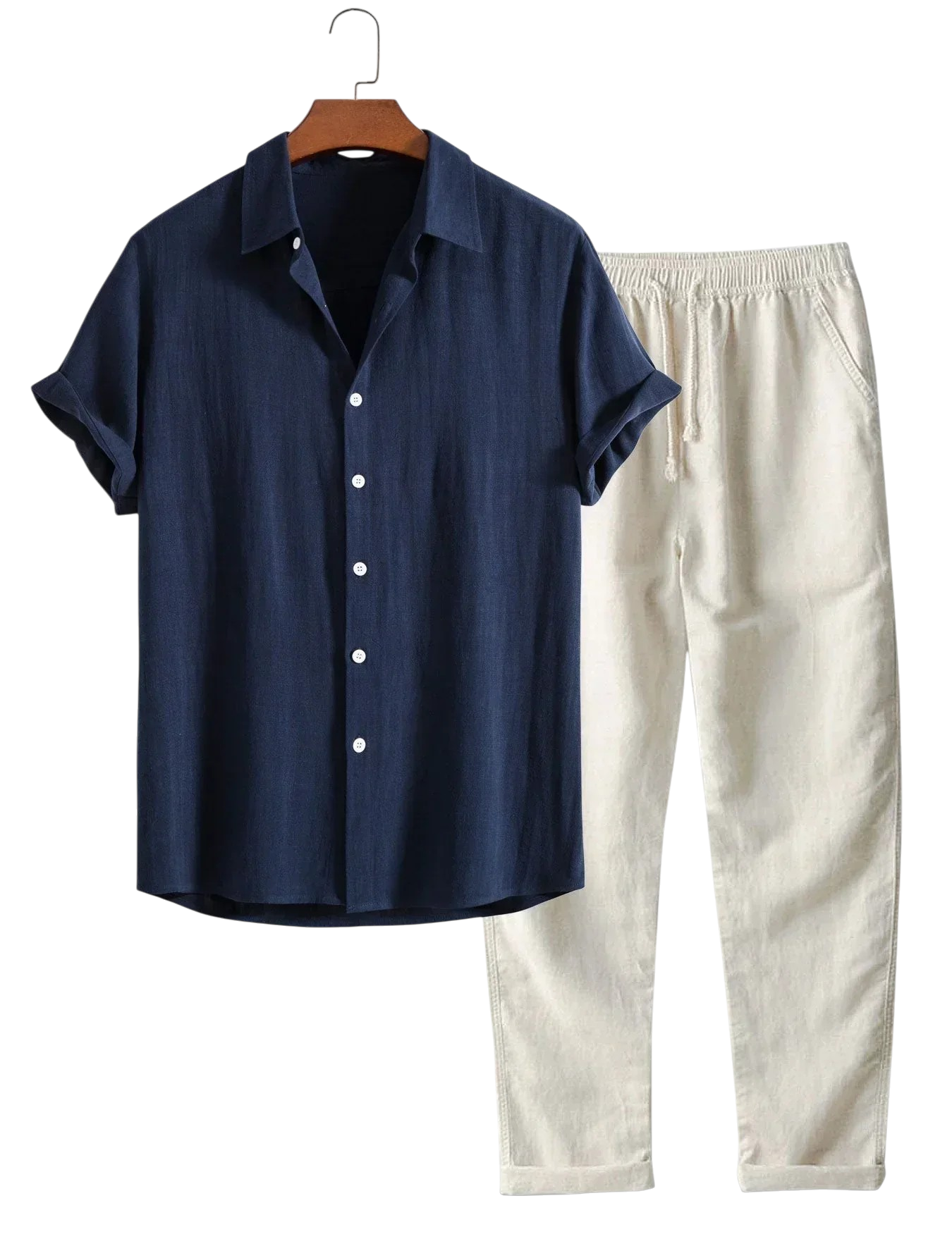 Brad - Stylish Linen Summer Set with Loose Pants and Shirt